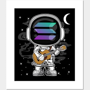 Astronaut Guitar Solana SOL Coin To The Moon Crypto Token Cryptocurrency Blockchain Wallet Birthday Gift For Men Women Kids Posters and Art